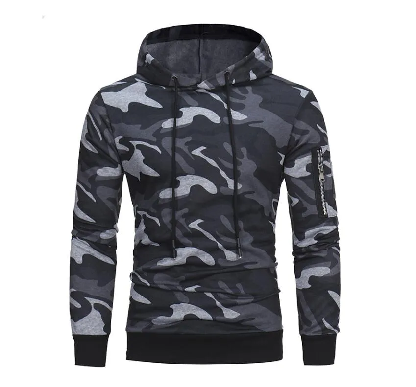 Ny Man Camouflage Sweatshirts Men Army Green Camo Pullover Sweatshirt med Fleece Långärmad Hoodies