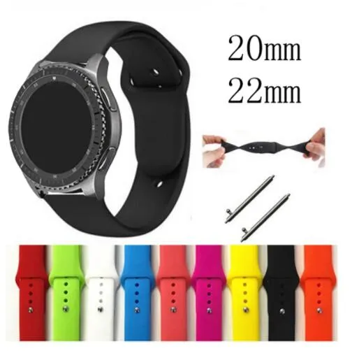 20mm 22mm Silikon Watch Band Dişli S2 Askı Samsung Dişli S3 Klasik Frontier Galaxy İzle aktif Amazfit Bip Bilezik