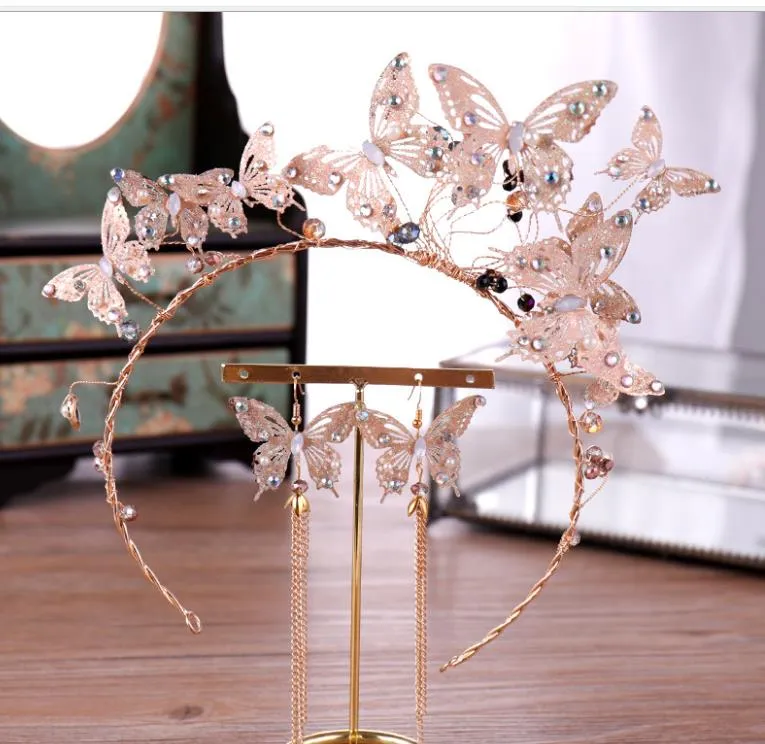 Queen Pageant Crown Headband butterfly pink Amazon.com : Yean Light up Butterfly Crown Flower Fairy  main image 4
