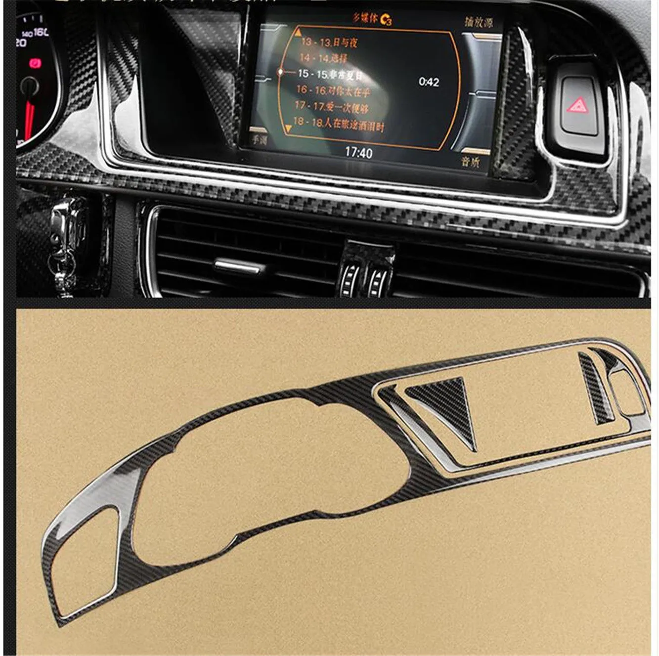 Garniture de compteur de groupe de tableau de bord de tableau de bord en Fiber de carbone pour Audi A4 S4 A17226H