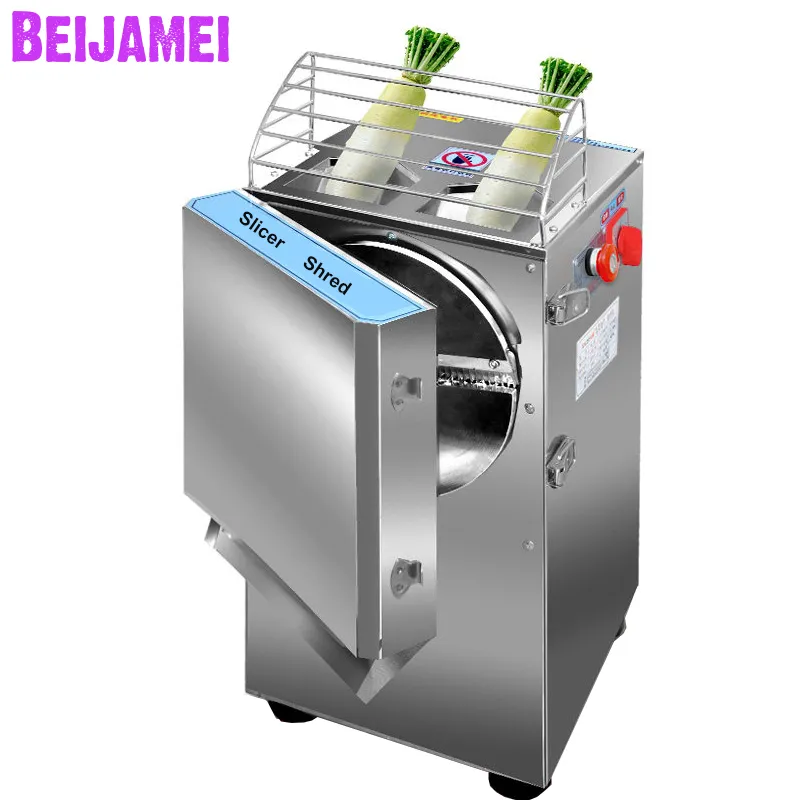 Beijamei elektrisk grönsaksskärning av skivmaskin 200 kg / h Kommersiell Potato Carrot Gurka Slicer Cutter Shash Machine