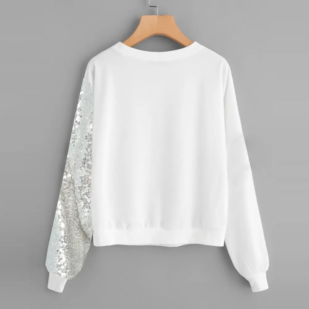 Sequin Patchwork Sweatshirt For Women For Women Fashionable