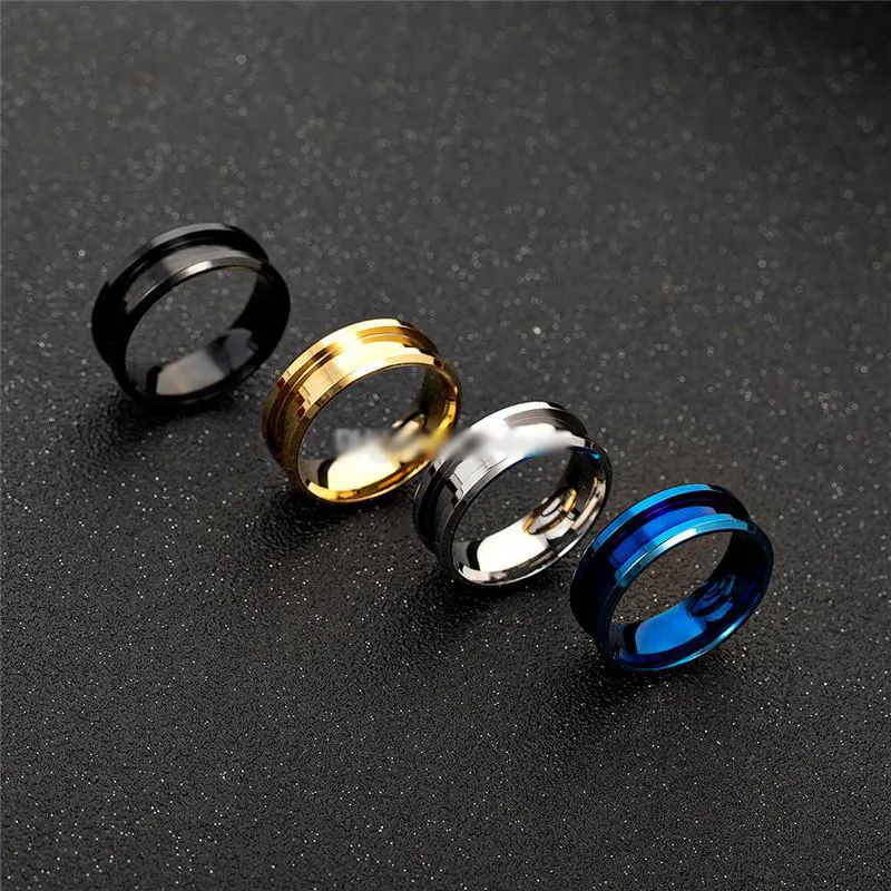 Stainless steel Groove Ring Desinger tie rings Band women rings gold band mens rings fashion designer jewelry