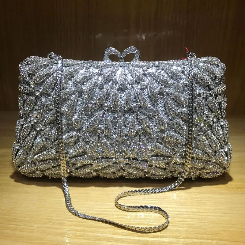 Borse da sera Arrivo Arrivo argento borse a spalla in metallo moda donna strass cristallo clutch purse catena del partito della catena della catena del partito