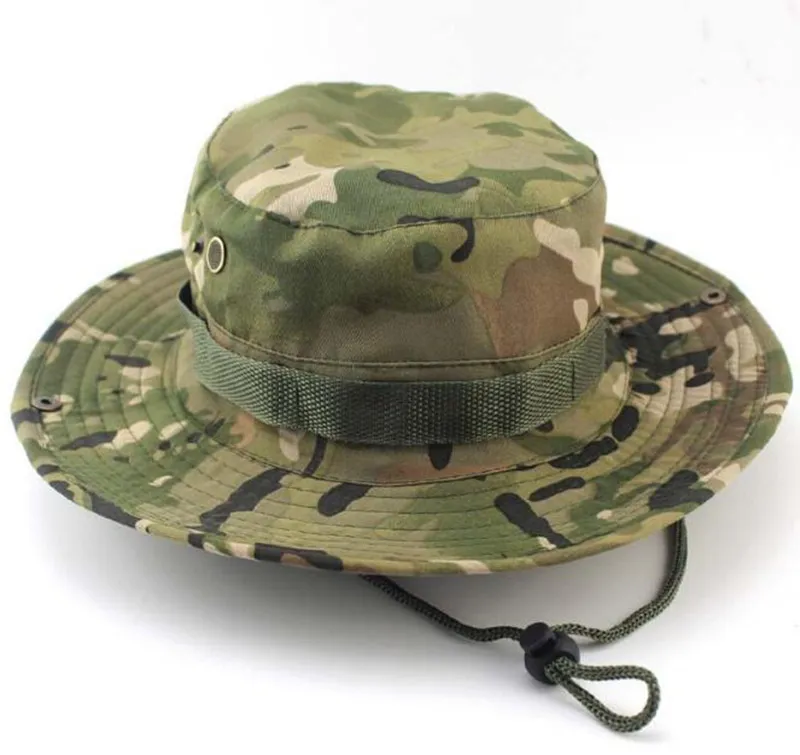 Partihandel 300 st/parti 35 färger utomhus kamouflage fiske hink hatt solproof camo camping klättring hatt