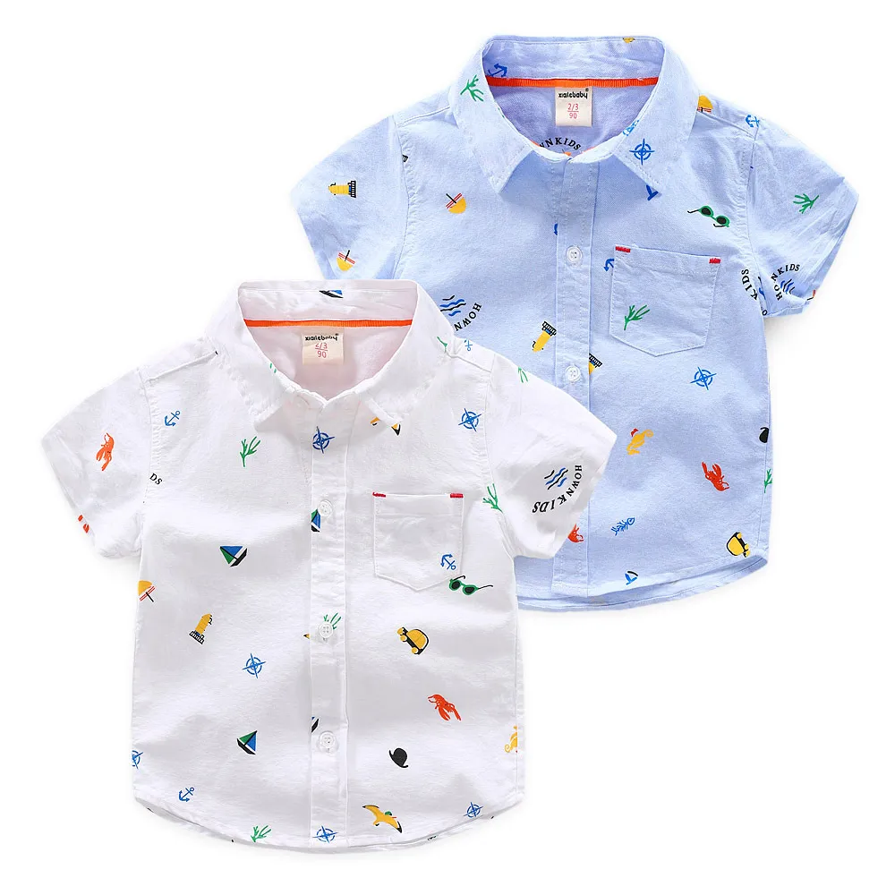 Baby Clothing 2020 Kids Cloth Summer Baby Shirt Kid Short Sleeve Casual Shirt Boy Cartoon Print Shirts Boys Clothes