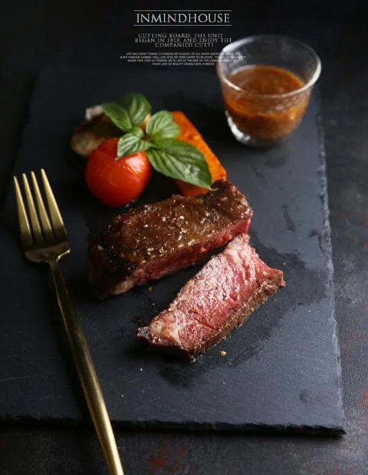 Plat De Service En Ardoise Rectangulaire Ou Carré - Assiette Steak Japonaise Occidentale, Différentes Tailles Disponibles