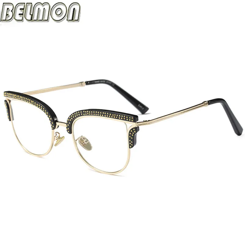 Partihandel-Glasögon Kvinnor Mode Prescription Spectacles Diamantglasögon Ramar Transparent Clear Lens Eyewear RS824