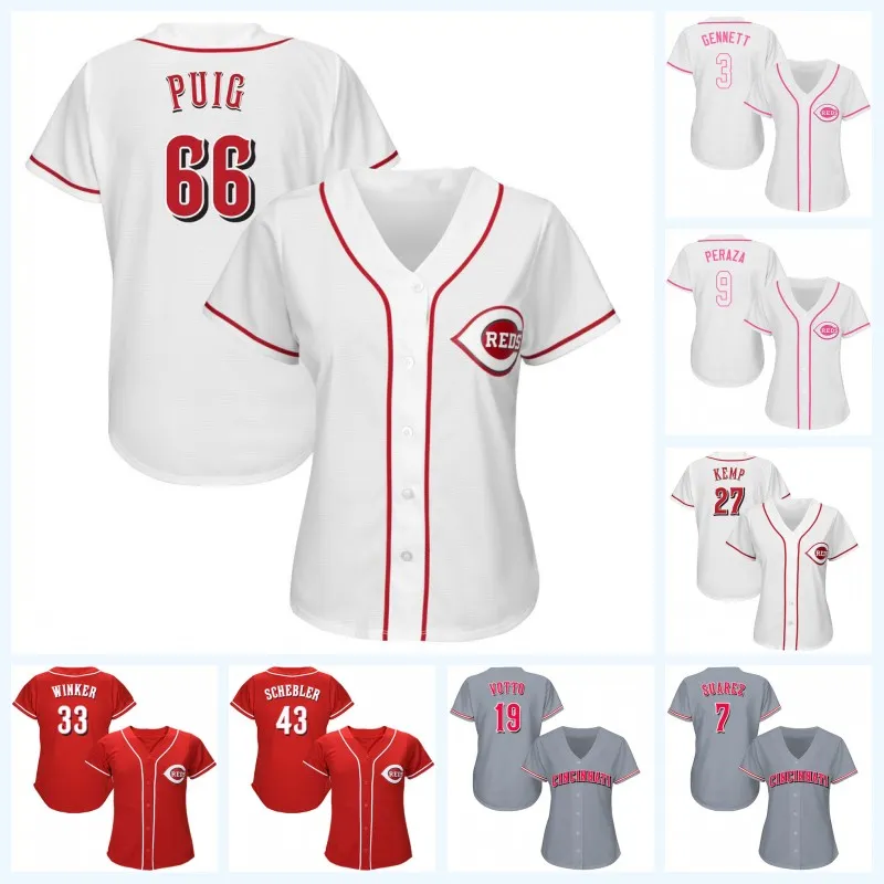 Womens Yasiel Puig Joey Votto Matt Kemp Jesse Winker Scooter Gennett Eugenio Suarez Jose Peraza Scott Schebler Bayball Jersey