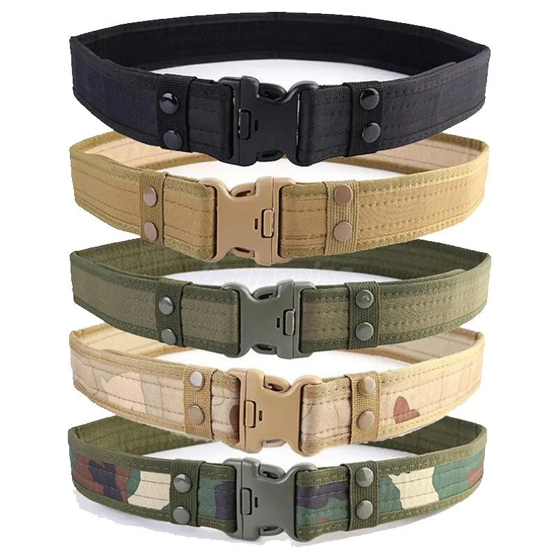 5colors Canvas Tactical Sport Belt with Plastic Buckle adjustable Outdoor Fan Hook Loop Camping fishing Hiking Waistband