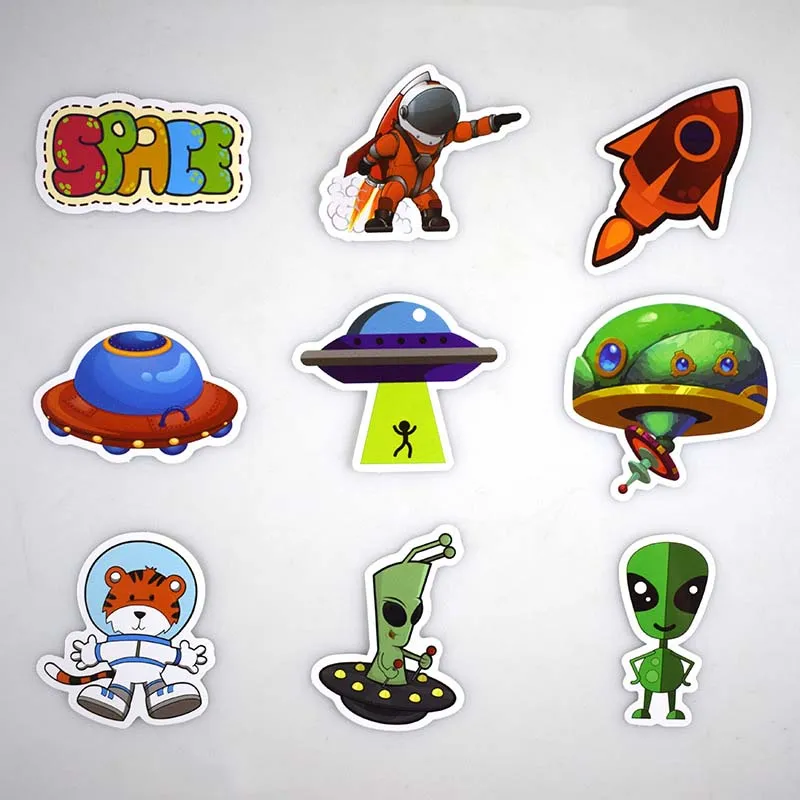 UFO Alien Adesivos para Crianças, Desenhos Animados, Laptop, Motocicleta,  Bagagem, Telefone, Guitarra, Skate, Impermeável, Etiqueta de