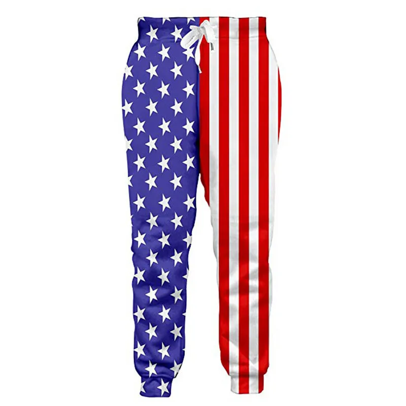 Męskie spodnie amerykańskie flaga Mężczyźni / damskie dresowe Funny Fashion Star Stripes Joggers Spodnie sportowe ze sznurkiem Hip Hop Fajny utwór
