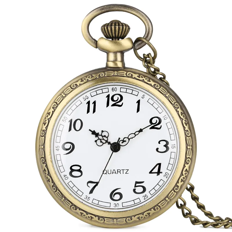 Bronzen Retro Zakhorloge Vintage Quartz Analoge Horloges Ketting Ketting Uurwerk Cadeau voor Mannen Vrouwen reloj de bolsillo