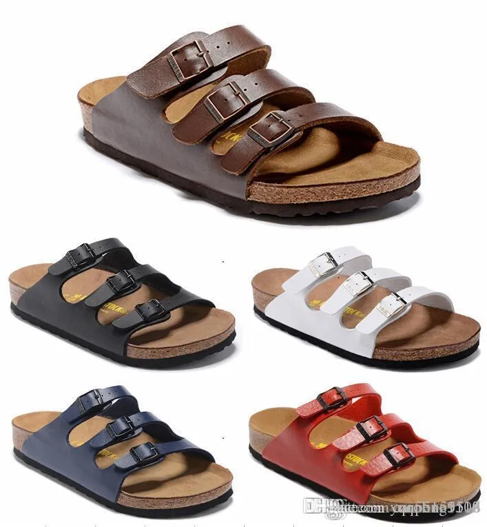 Florida 2018 Sıcak Yaz Erkekler ve Kadın Modelleri Siyah Beyaz Kırmızı Düz ​​Sandalet Unisex Rahat Ayakkabılar Boyutu 34-46