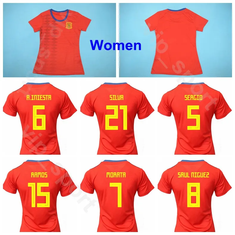 Donne Spagna 2019 Coppa del Mondo 19 Amanda Sampedro Jersey Lady Soccer Home Red 11 Alexia Polellas 10 Jennifer Hermoso Camicia da calcio Kit uniforme