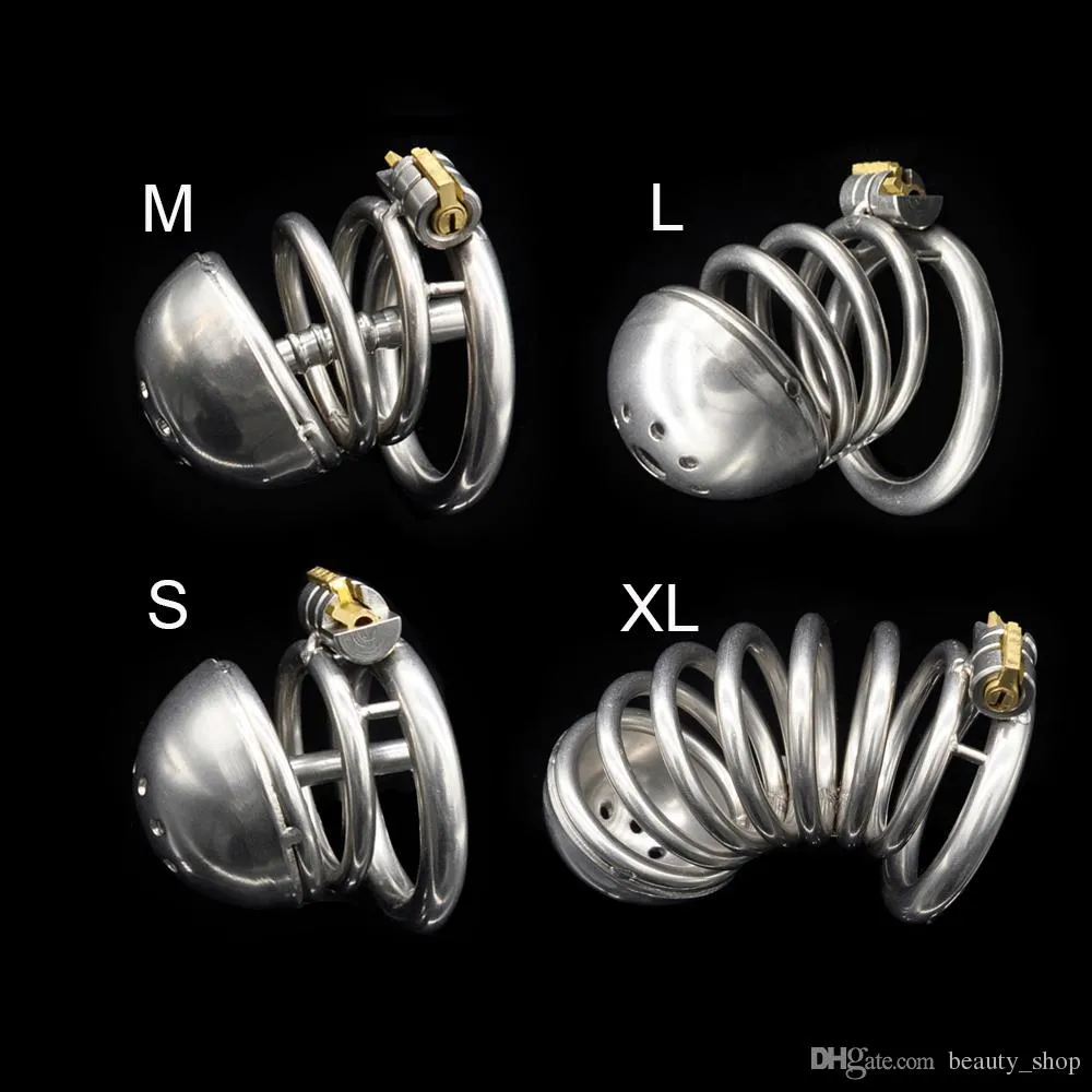 4 Styles serrure dormante Conception Mâle Chastity Cock Cage en acier inoxydable anneau de pénis Ceinture de Chasteté Dispositif BDSM Sex Toys pour hommes