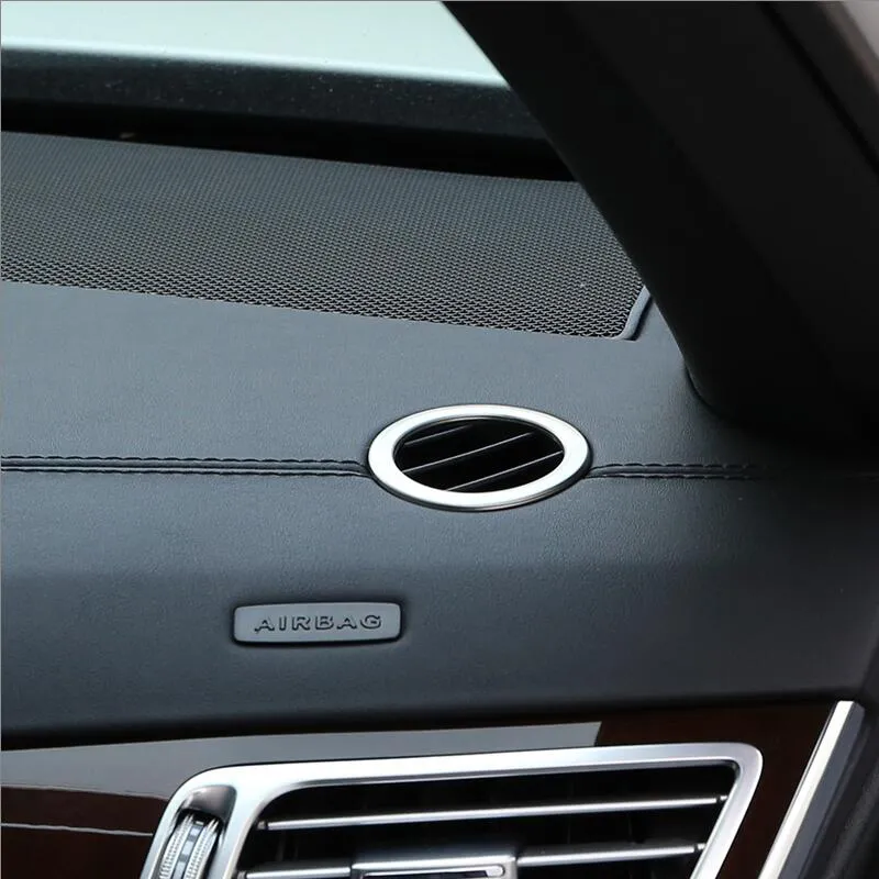 Autocollant de garniture de couverture de cadre d'anneaux de sortie d'aération latérale de tableau de bord interne de voiture pour Mercedes Benz classe E W212 accessoires automobiles 2010-2015 2 pièces