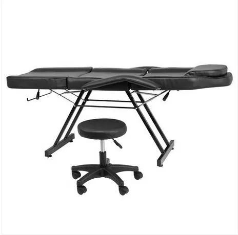 HOT Sales Furniture Adjustable Beauty Salon SPA Massage Bed Tattoo Chair with Stool Black