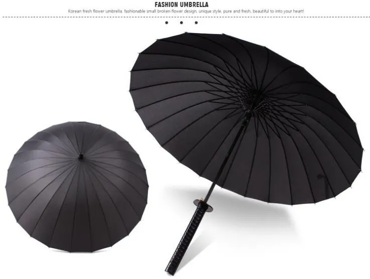 Longo punho guarda-chuva guarda-chuva de espada reta masculino e feminino Japonês samurai guarda-chuva 24bone criança pongee quente