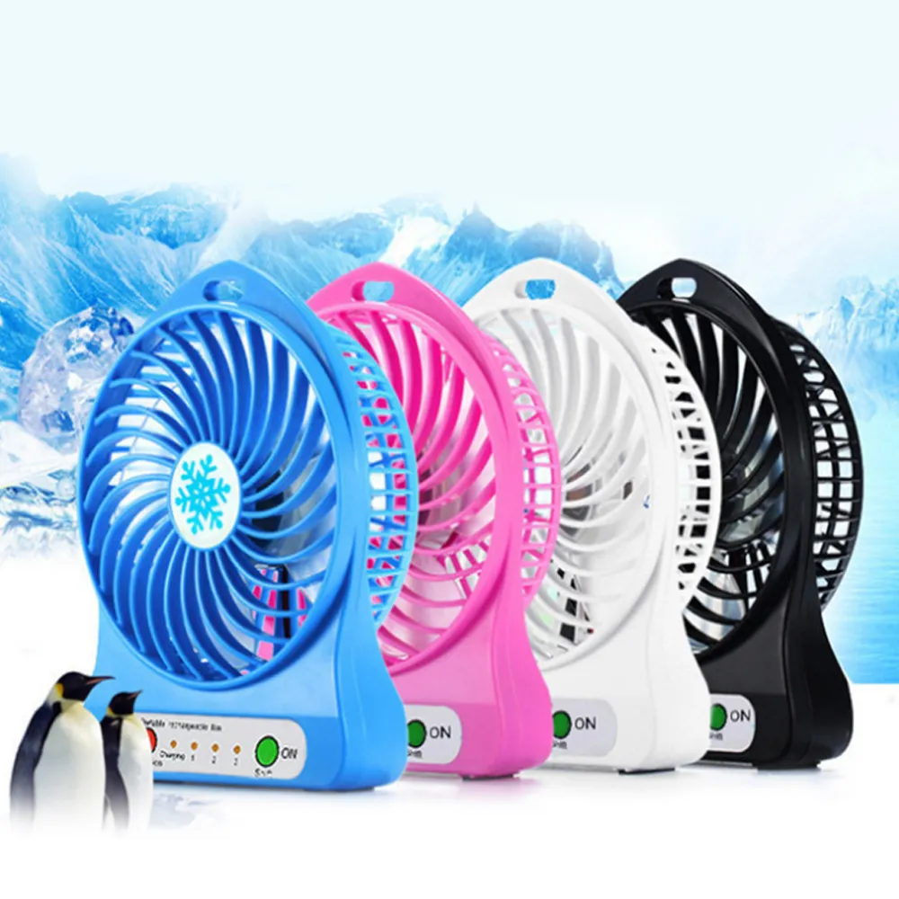 Yaz Taşınabilir Mini Fan 3 Hız Ayarlanabilir Hayranları Ev Offedesk Danışma Seyahat USB Şarj Edilebilir Fan ile LED Işık El İle