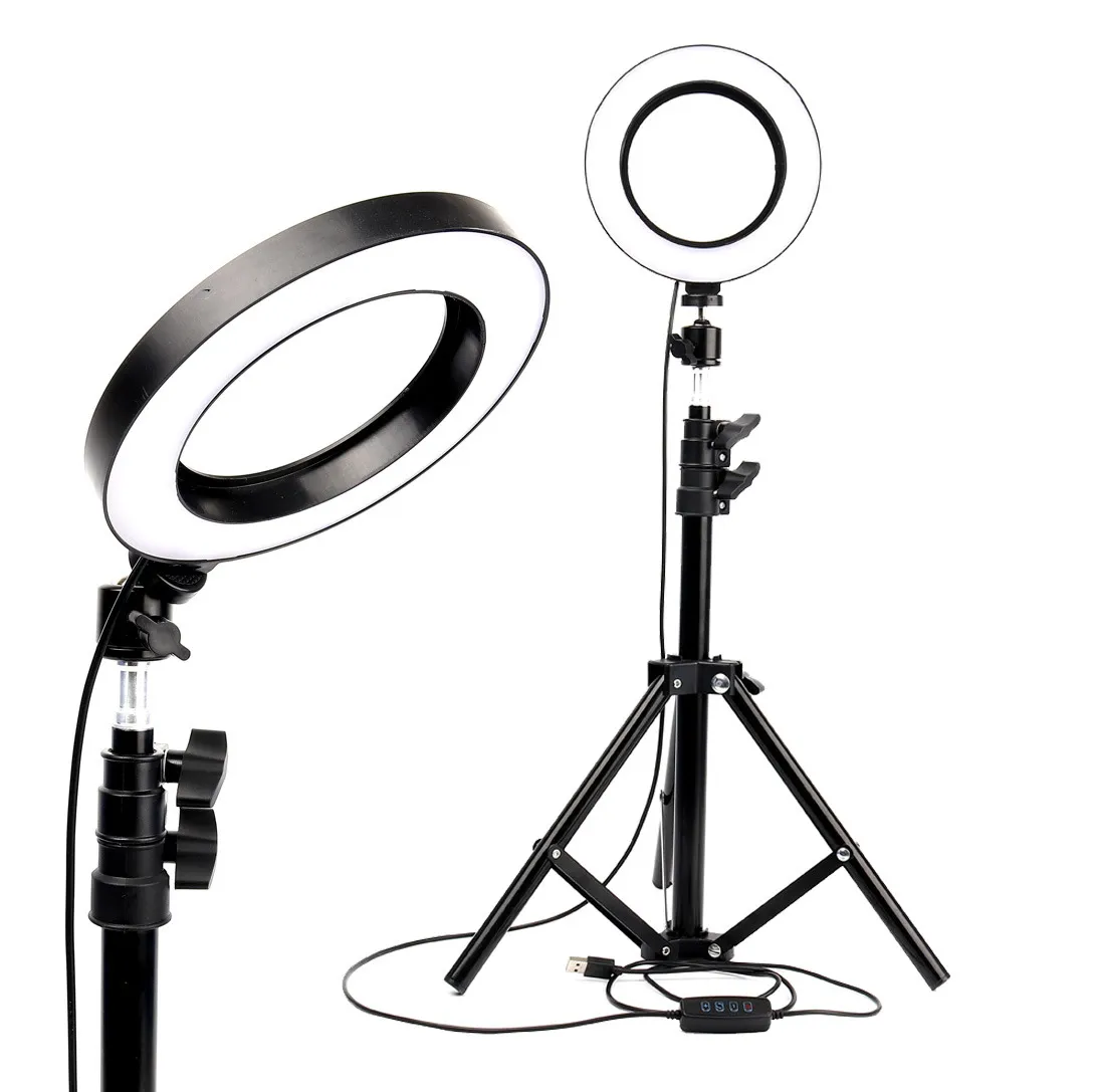 Iluminação Indoor LED Anel Luz Foto Estúdio Fotografia Fotografia de Estúdio Dimmable Video Lâmpada para Makeup Selfie com Titular do Telefone Tripé