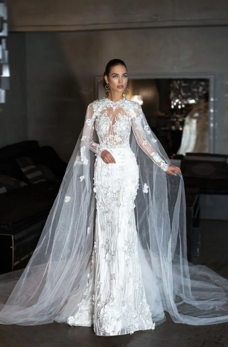 التفاف الزفاف الحصري للتصميم 2019 Tulle Cloak Lace Ladies Bridal Cape Sleveless Shawl Justiced Wedding Squarets SHI219X