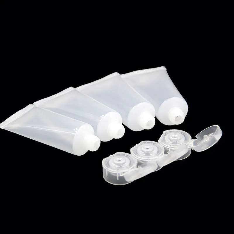 50pcs Squeeze Tube Bottle Cleanser Packaging Flip Butterfly Cap Plastic Empty Clear Glossy Matte Makeup Storage Containers 15ml