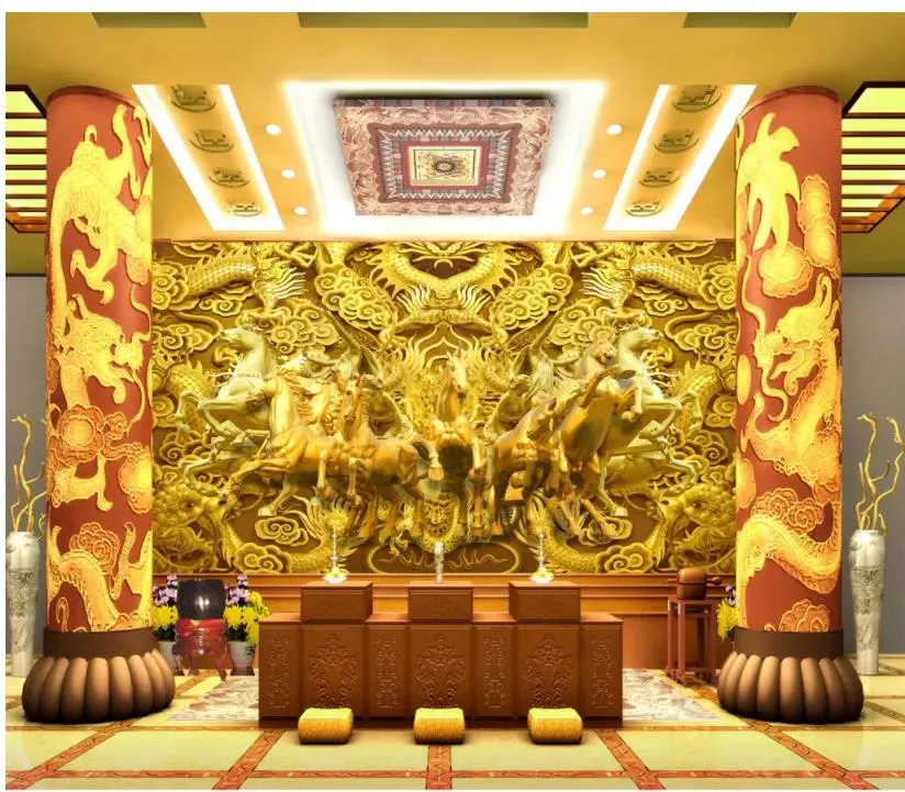 Fond d'écran moderne pour salon Papier peint Golden Fond d'écran 3D papiers muraux 3D pour la toile de fond de la télévision