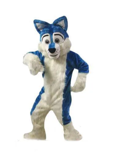 2018 usine chaude bleu Husky chien mascotte Costume dessin animé loup chien personnage vêtements noël Halloween fête déguisement