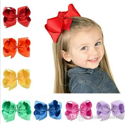 40 Kolory 6 cal Moda Wstążka Dziecko Bow Hairpin Klipy Dziewczyny Duże Bowknot Barrette Kids Boutique Łęcze Dzieci Akcesoria do włosów