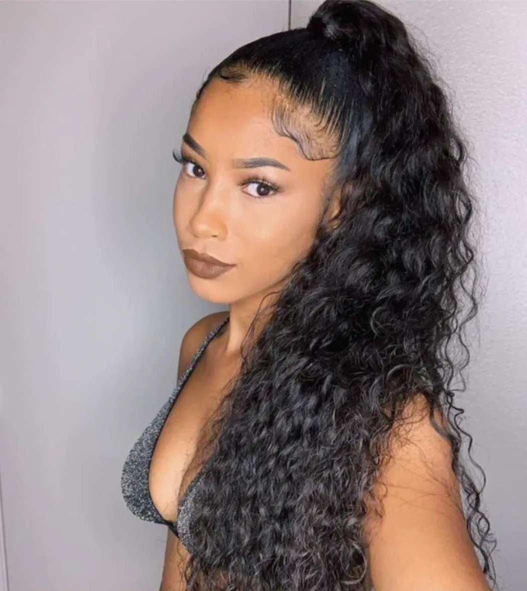 Black ponytail hair pcs topper Clipin curly 2020 Amazon.com : Feelgrace 22 main image 3