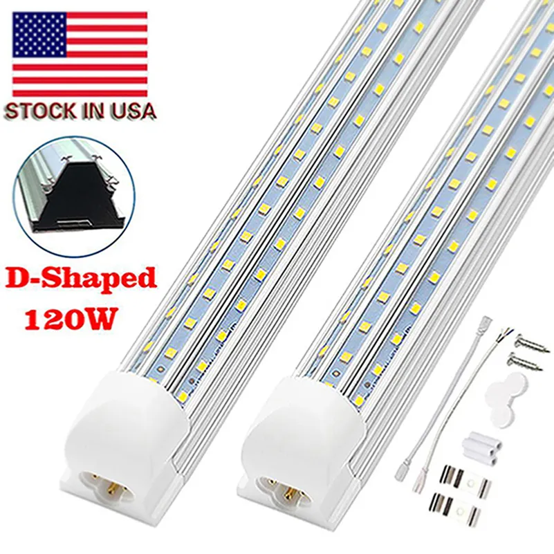 25pcs LEDs tubo de luz, 8FT 120W, Double Side V Forma Integrada lâmpada, funciona sem T8 lastro, Plug and Play, claro tampa da lente, 6000k