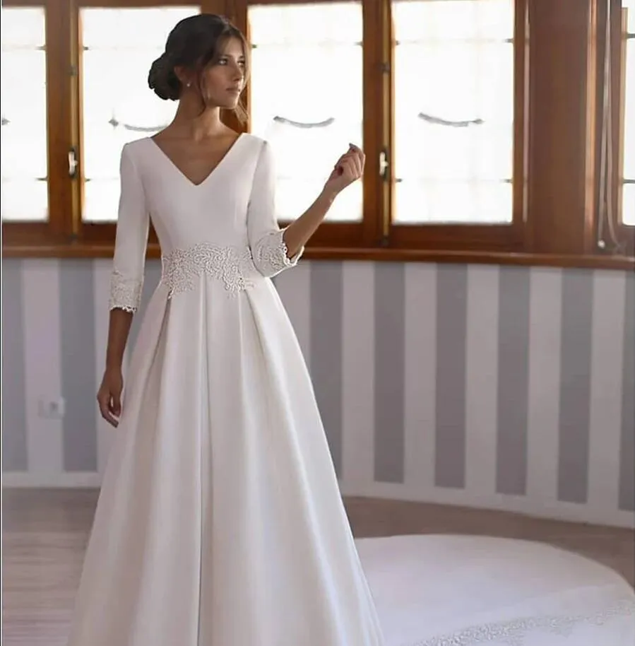 3 4 sleeve wedding dress