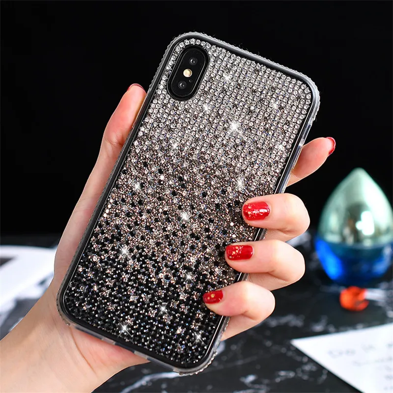 Luxe Gradient Diamond Case voor iPhone 11 Pro Max Bling Glitter Telefoon Cover voor iPhone XS XR 8 7 Plus