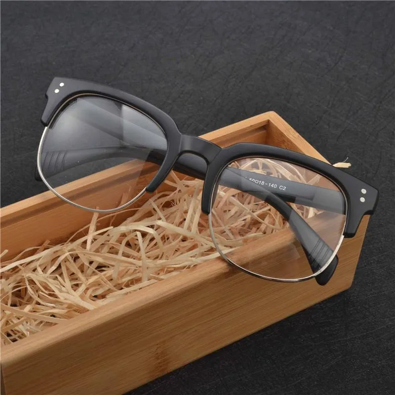 Lunettes de soleil de qualité supérieure, monture optique pour hommes et femmes, verres transparents, demi-jante, Spectacle