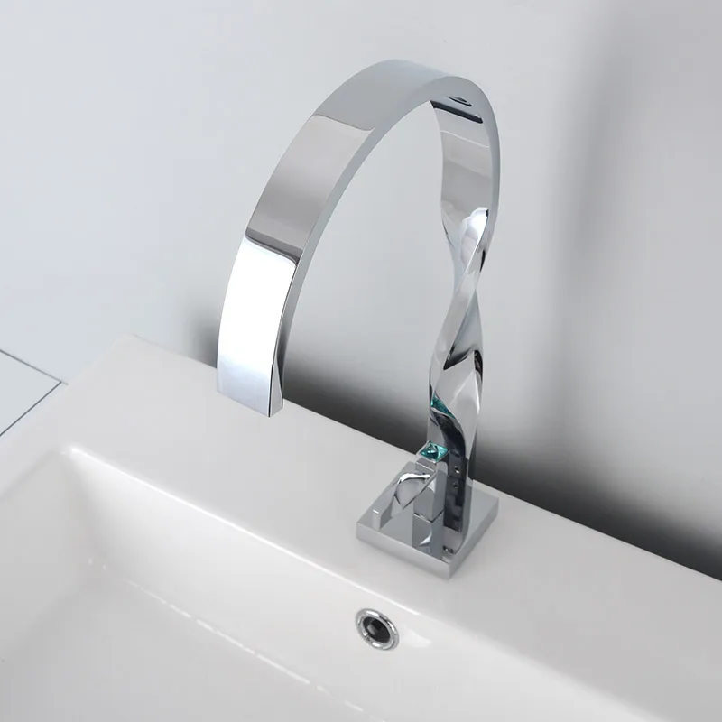 Black Twisted Tube Roddex Waterfall Faucet With Single Hole, Chrome
