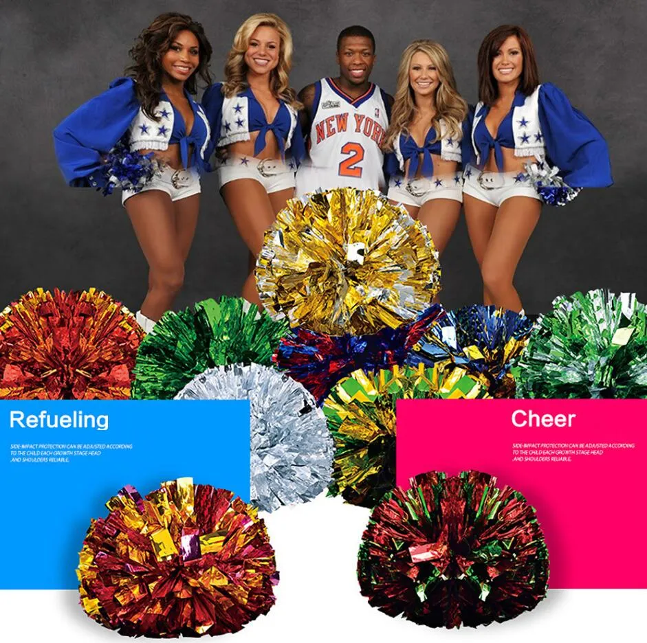 Cheerleading Pom Poms with Handle Cheer Balls Gold Yellow Pink Red