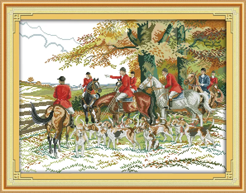 Hunting animal home decor painting ,Handmade Cross Stitch Embroidery Needlework sets counted print on canvas DMC 14CT /11CT