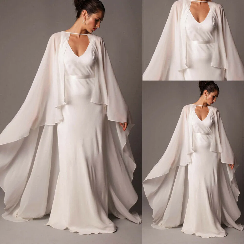 IVORY BRIDAL КАПИСКИ ЖЕНЩИНЫ СВОБРОДНЫЕ Плащеные Шифон Длинные Куртки Плюс Wrap Custom Formal Bride Bolero