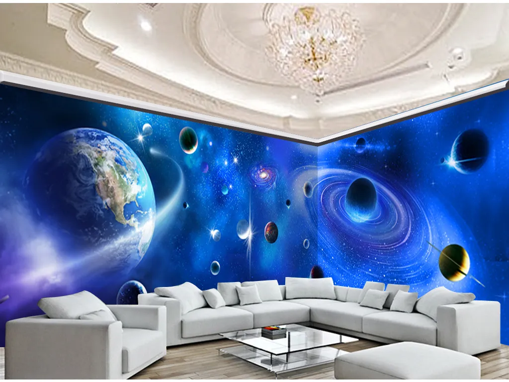 Papel de parede 3d HD universo estrelado Fundo de TV interior Decoração de parede Papel de parede mural
