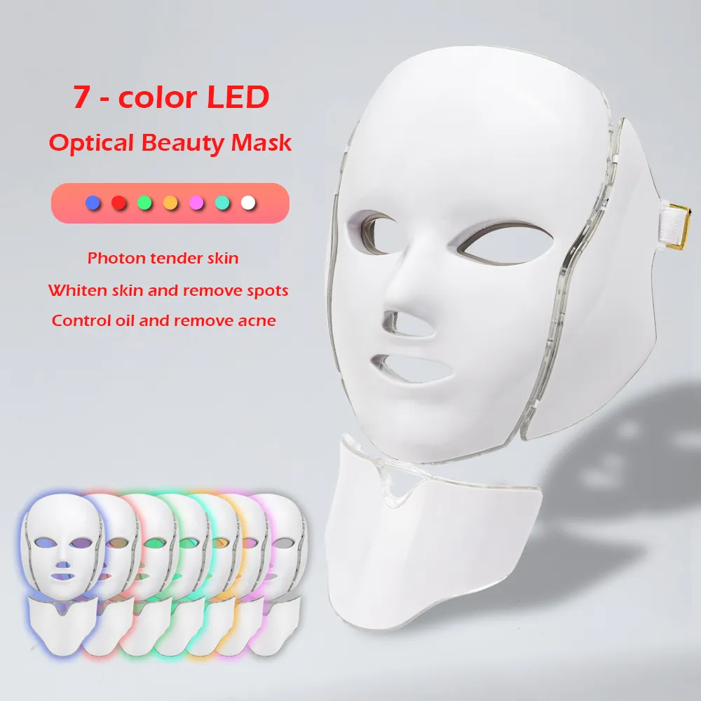 7 Kolory LED Light Meczwo Facial Photon Face Neck Maska Odmłodzenie Maska Maska Maska Uroda Terapia do domu Użyj wtyczki US