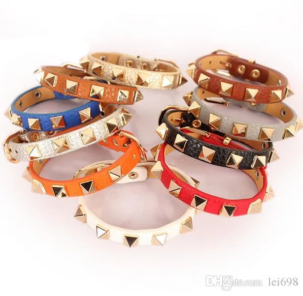 Hot new LOVELY Fashion star style women`s bracelet and candy multicolour Women strap rivet bracelet for Gift