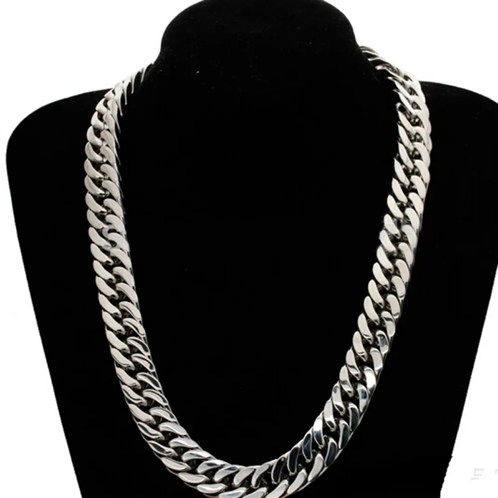 Ze Stali Nierdzewnej Cztery łańcuch boczny 4-10mm Silver Cuban Chain Mężczyźni Kobiety Naszyjnik Hop Biżuteria Przyjaciel Prezent 50-90 cm Długość Hurtownie