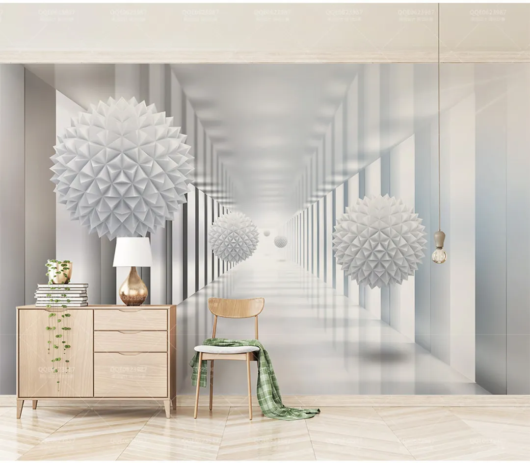 Personalizado 3D papel de parede sumário arquitetônico poligonal esfera 3d espaço sala de estar quarto fundo parede decoração mural papel de parede