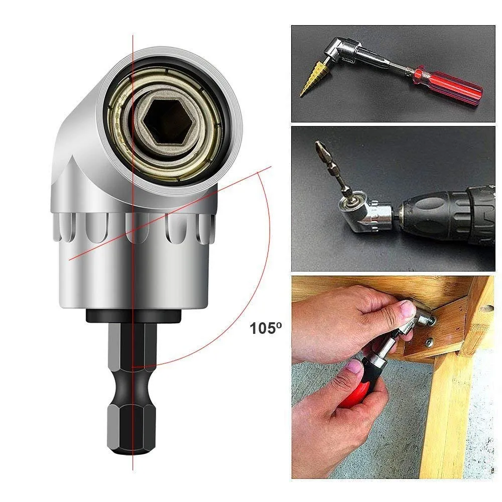 Jeu d'outils manuels, tournevis réglable à Angle droit de 105 degrés, tige hexagonale 1/4 pour perceuse électrique, embouts de tournevis