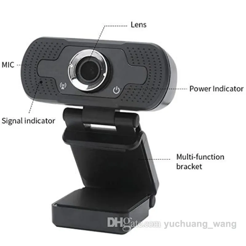 Webcam USB HD 1080P per computer portatile Webcam per videochiamate di fascia alta da 2 MP Fotocamera con microfono con riduzione del rumore con confezione al dettaglio