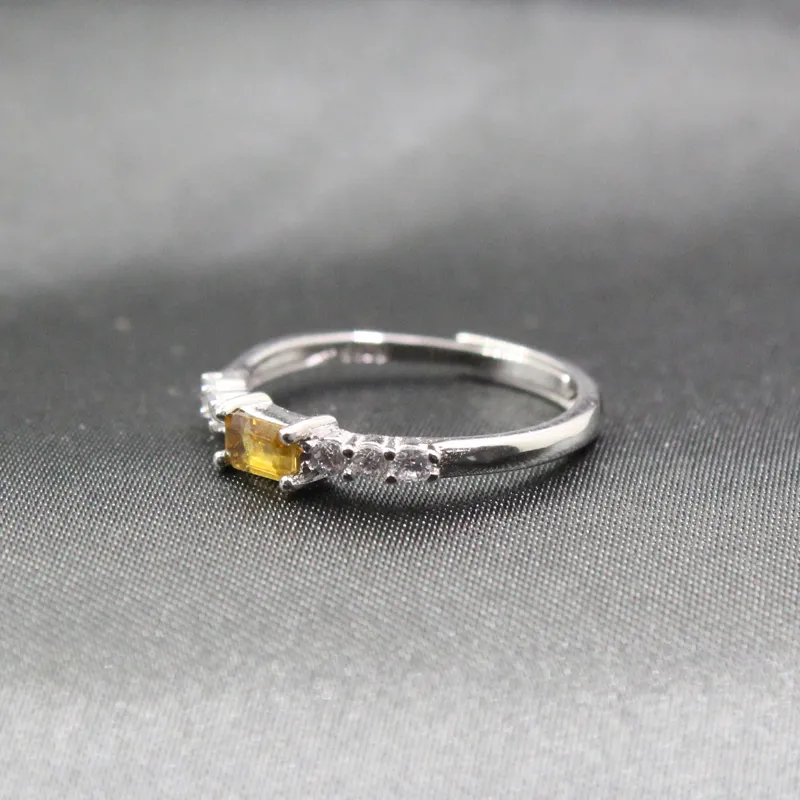 Ring Natural Yellow Tourmaline Silver Ring for Engagement 3mm*5mm Tourmaline Ring 925 Silver Tourmaline Jewelry Birthday Gift for Young
