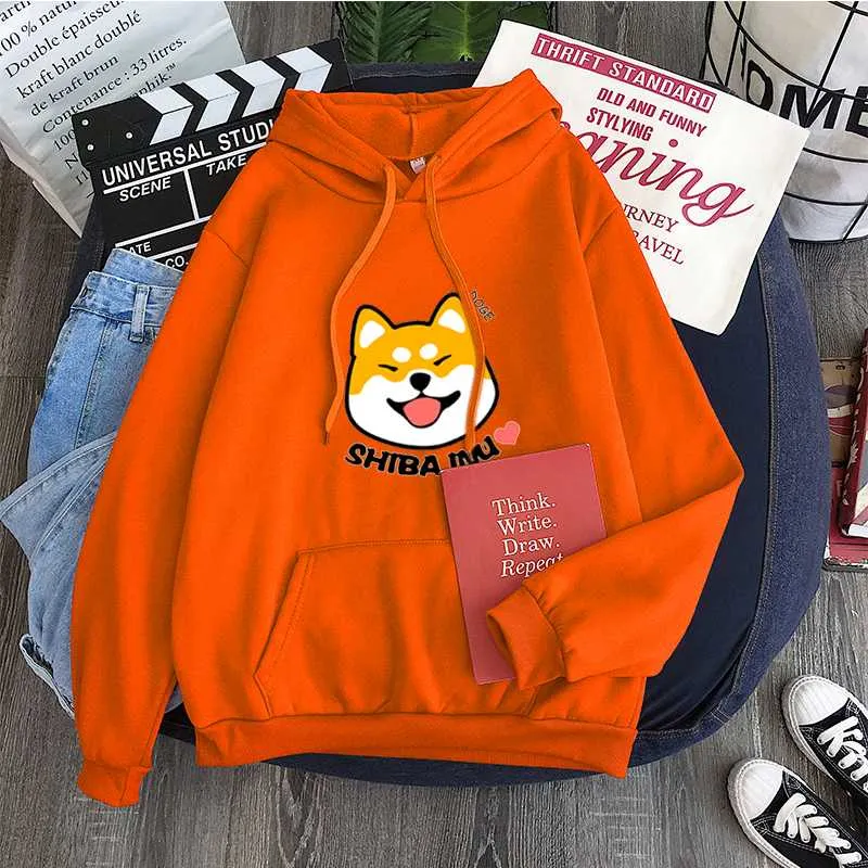 Sweats à capuche pour femmes Sweatshirts Kawaii Shiba Inu Sweat à capuche à capuche à manches longues à manches longues chaude chaude chaude chaude jolie veste coréenne pulls décontractés sportSwea