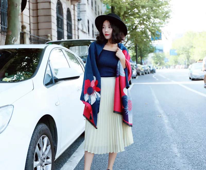 卸売模様カシミヤスカーフ韓国の女性春と秋の版は厚いコート暖かい冬ショール二重目的