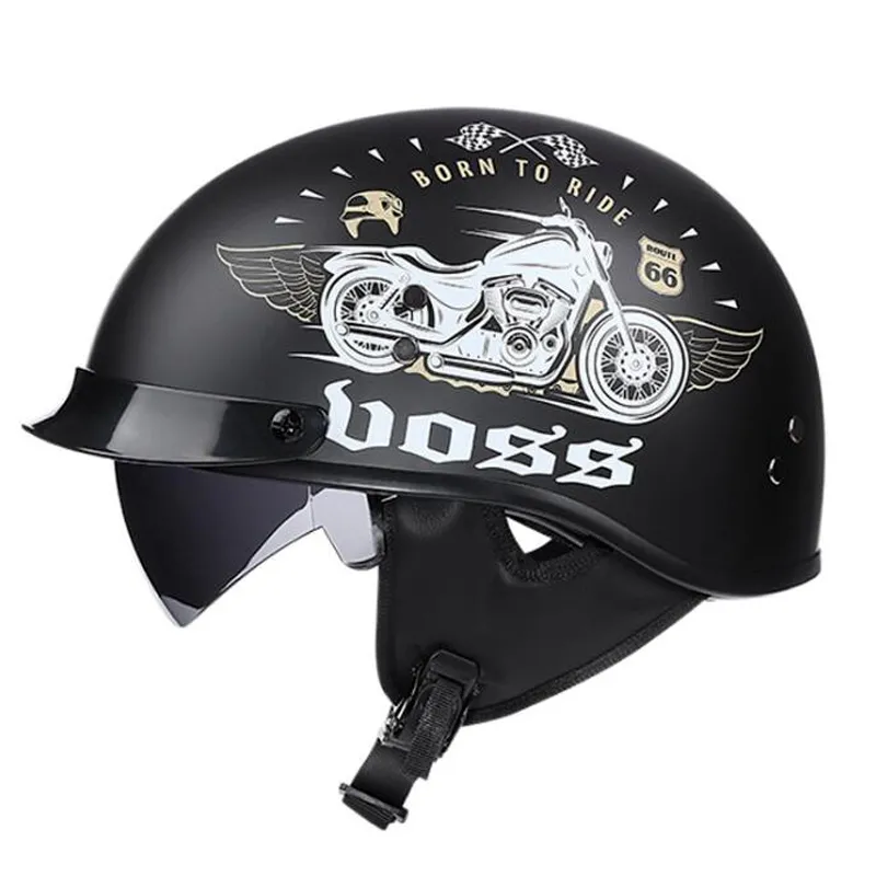 component Theseus gebaar VOSS Retro Motorfiets Helmen Moto Helm Scooter Vintage Half Face Biker  Motor Crash Casco Moto, M /